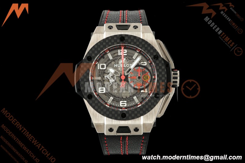 Hublot - Big Bang Ferrari Titanium 45.5mm Carbon Fiber TI/RU Blk/Num Skeleton Dial HBBF A1241