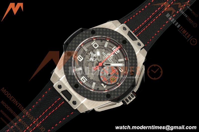 Hublot - Big Bang Ferrari Titanium 45.5mm Carbon Fiber TI/RU Blk/Num Skeleton Dial HBBF A1241