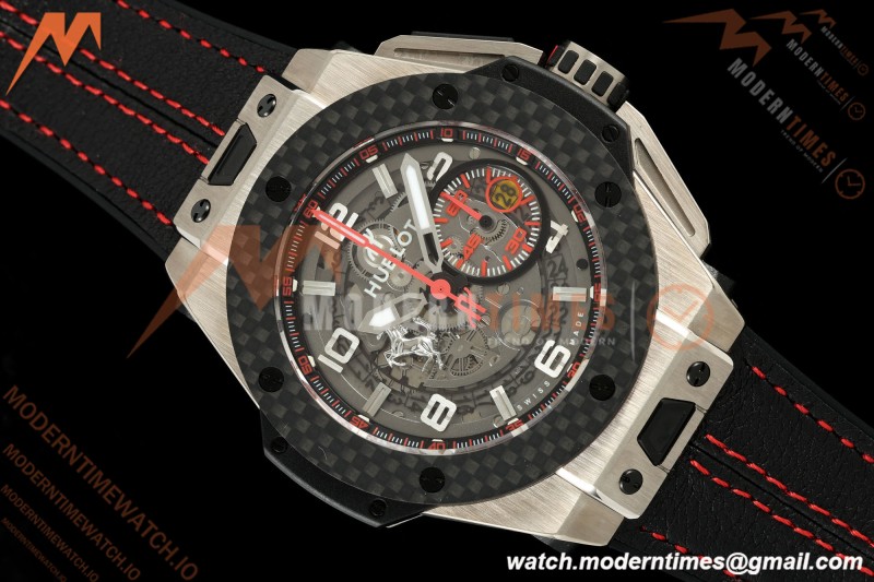 Hublot - Big Bang Ferrari Titanium 45.5mm Carbon Fiber TI/RU Blk/Num Skeleton Dial HBBF A1241