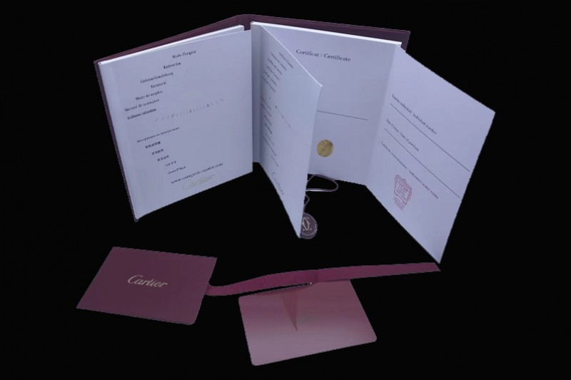 Cartier - High Quality Dark Red Watch Box Set With Full Set of Pamphlet, Card, and Tag
