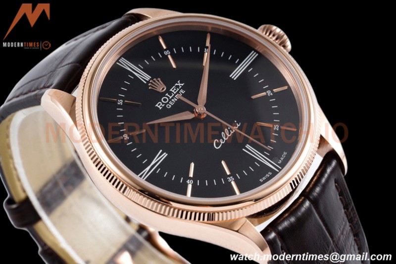 Rolex - Cellini Time 50505 39mm RG/LE Black Rmn KZF Asia 3132