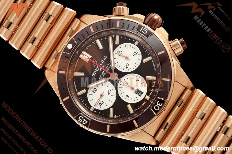 Breitling - Super Chronomat B01 44mm RG/RG Brown Dial TF A7750 Mod