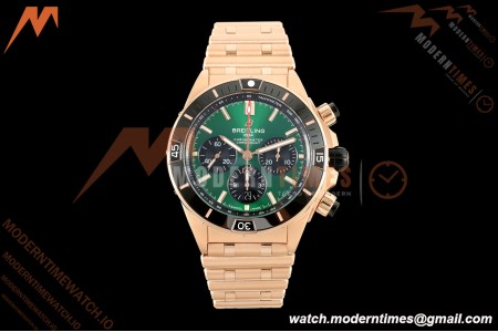 Breitling - Super Chronomat B01 44mm RG/RG Green Dial TF A7750 Mod