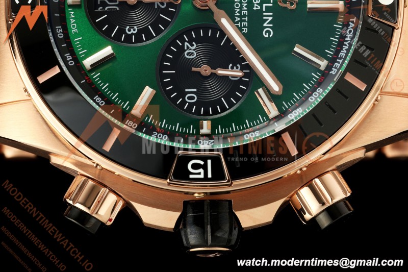 Breitling - Super Chronomat B01 44mm RG/RG Green Dial TF A7750 Mod