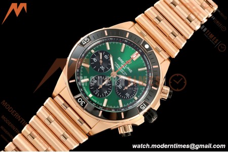 Breitling - Super Chronomat B01 44mm RG/RG Green Dial TF A7750 Mod