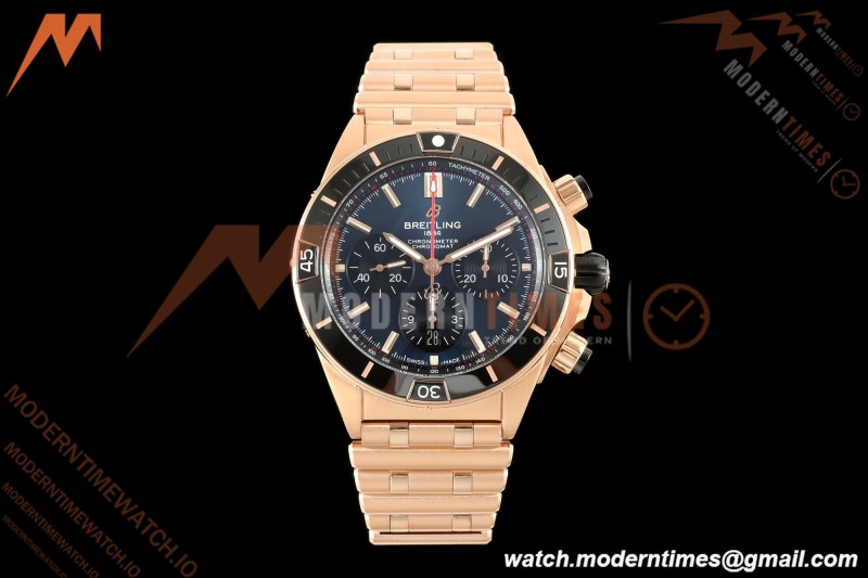Breitling - Super Chronomat B01 44mm RG/RG Blue Dial TF A7750 Mod
