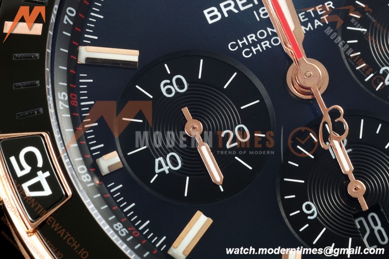 Breitling - Super Chronomat B01 44mm RG/RG Blue Dial TF A7750 Mod