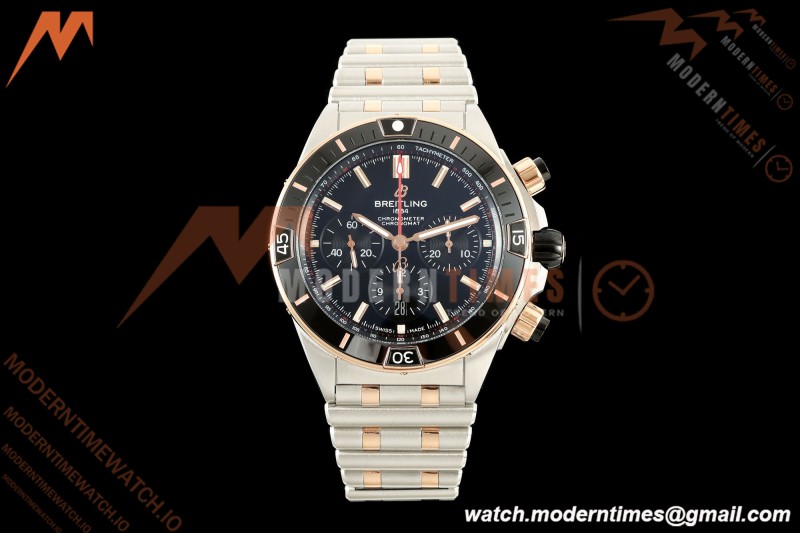 Breitling - Super Chronomat B01 44mm SS/RG Black Dial TF A7750 Mod