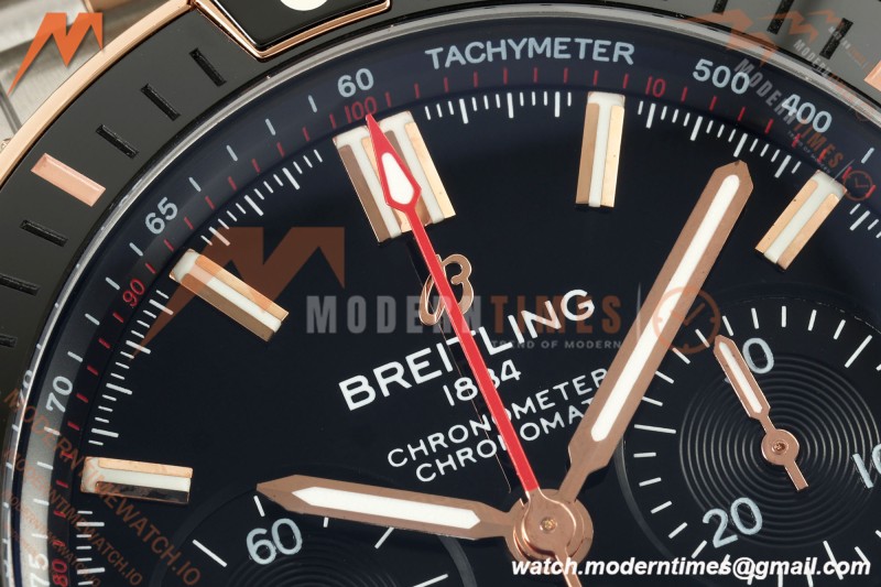 Breitling - Super Chronomat B01 44mm SS/RG Black Dial TF A7750 Mod