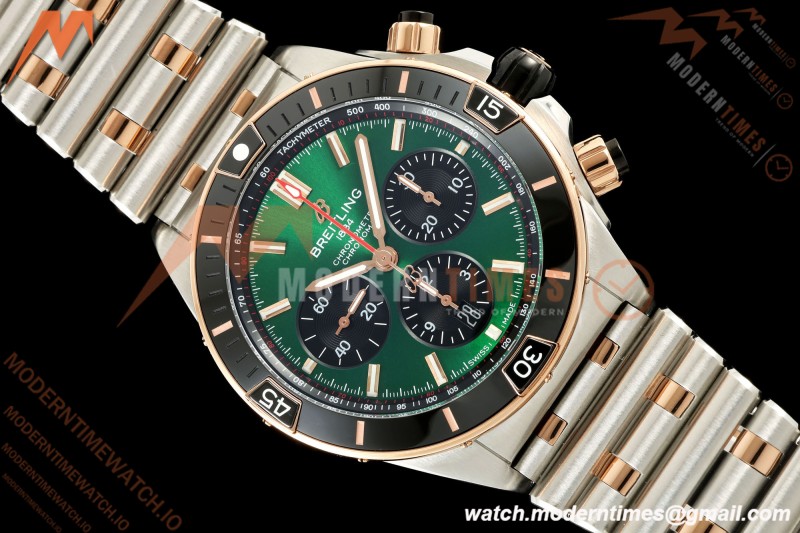 Breitling - Super Chronomat B01 44mm SS/RG Green Dial TF A7750 Mod