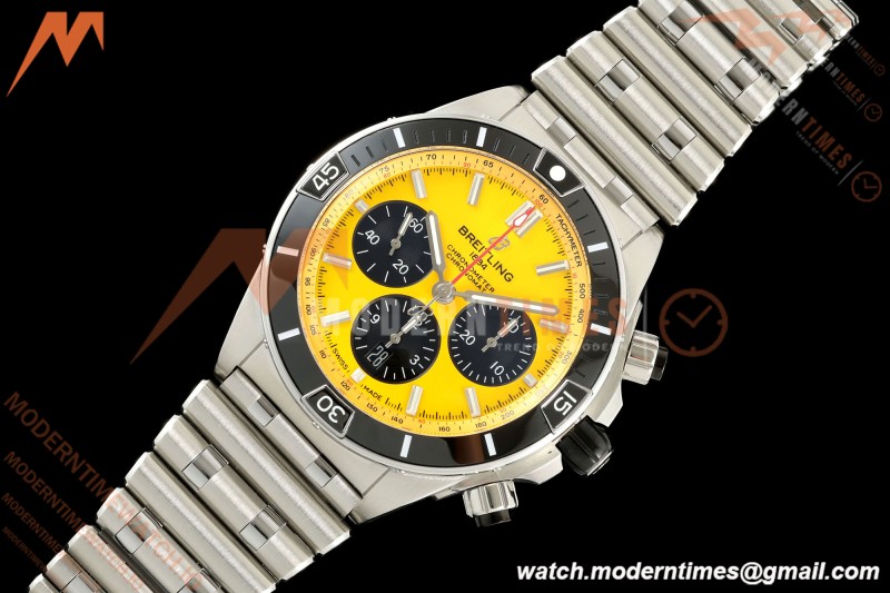 Breitling - Super Chronomat B01 44mm SS/SS Yellow Dial TF A7750 Mod | 브라이틀링 - 슈퍼 크로노맷 B01 44mm SS/SS 옐로우 다이얼 TF A7750 모드