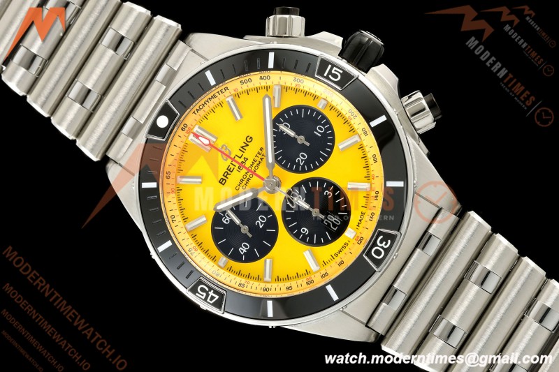 Breitling - Super Chronomat B01 44mm SS/SS Yellow Dial TF A7750 Mod | 브라이틀링 - 슈퍼 크로노맷 B01 44mm SS/SS 옐로우 다이얼 TF A7750 모드