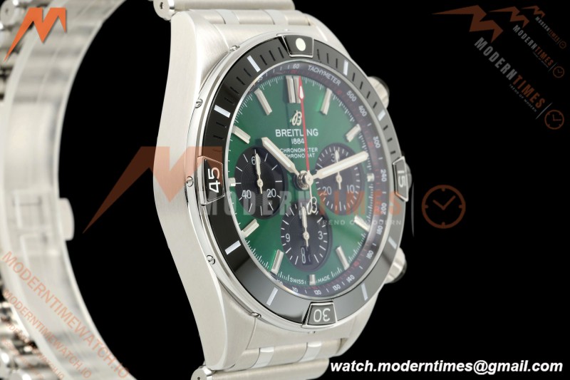 Breitling - Super Chronomat B01 44mm SS/SS Ice Green Dial TF A7750 Mod