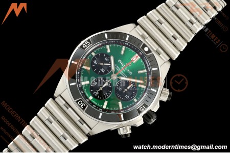 Breitling - Super Chronomat B01 44mm SS/SS Ice Green Dial TF A7750 Mod