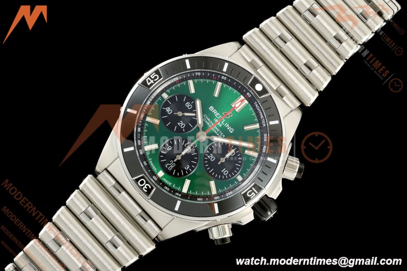 Breitling - Super Chronomat B01 44mm SS/SS Ice Green Dial TF A7750 Mod