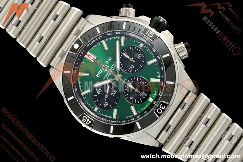 Breitling - Super Chronomat B01 44mm SS/SS Ice Green Dial TF A7750 Mod