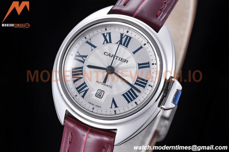 Cartier - Cle De Cartier 31mm SS/LE White/Rmn Red Strap RXWF Swiss Eta2671
