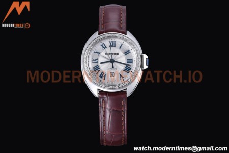 Cartier - Cle De Cartier 31mm Diamond SS/LE White/Rmn Red Strap RXWF Swiss Eta2671
