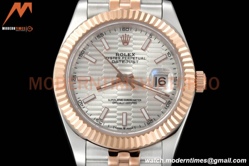 Rolex - Datejust 126331 41mm Jub Flt RG/SS P-Silv/Stk GDF MY8215