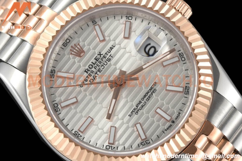 Rolex - Datejust 126331 41mm Jub Flt RG/SS P-Silv/Stk GDF MY8215