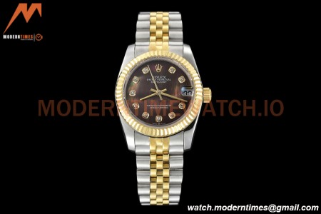 Rolex - Datejust Ladies 278273 31mm Jub Flt YG/SS Brown Mop/Dia GDF MY8215