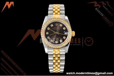 Rolex - Datejust Ladies 278383 31mm Jub Dia YG/SS Brn/Dia GDF MY8215