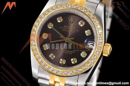 Rolex - Datejust Ladies 278383 31mm Jub Dia YG/SS Brn/Dia GDF MY8215
