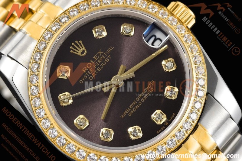 Rolex - Datejust Ladies 278383 31mm Jub Dia YG/SS Brn/Dia GDF MY8215