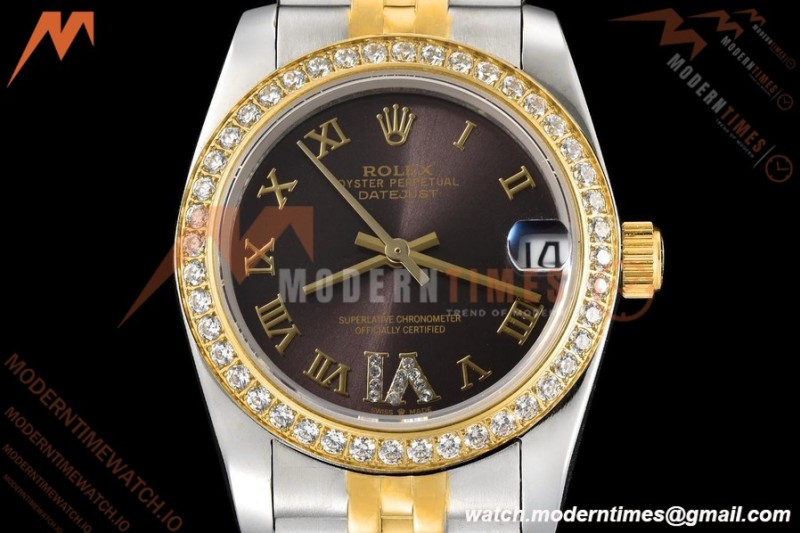Rolex - Datejust Ladies 278383 31mm Jub Dia YG/SS Brn/Rmn GDF MY8215