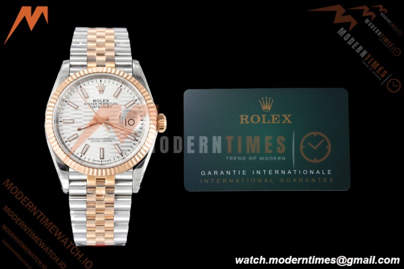 Rolex - Datejust 126231 36mm Jub Flt 904L RG/SS Silver Textured/Stk VSF VS3235