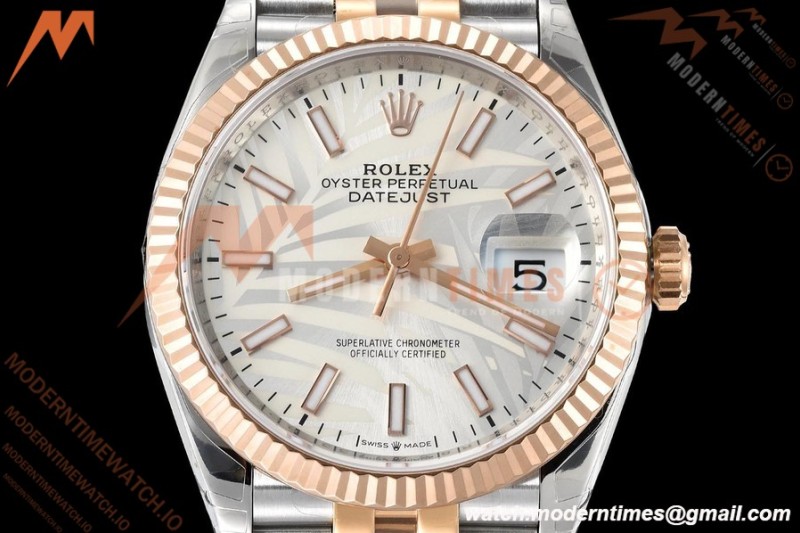 Rolex - Datejust 126231 36mm Jub Flt 904L RG/SS Silver Palm/Stk VSF VS3235