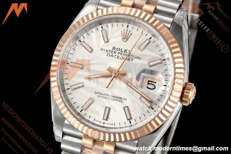 Rolex - Datejust 126231 36mm Jub Flt 904L RG/SS Silver Palm/Stk VSF VS3235