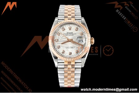 Rolex - Datejust 126231 36mm Jub Flt 904L RG/SS Silver Palm/Dia VSF VS3235