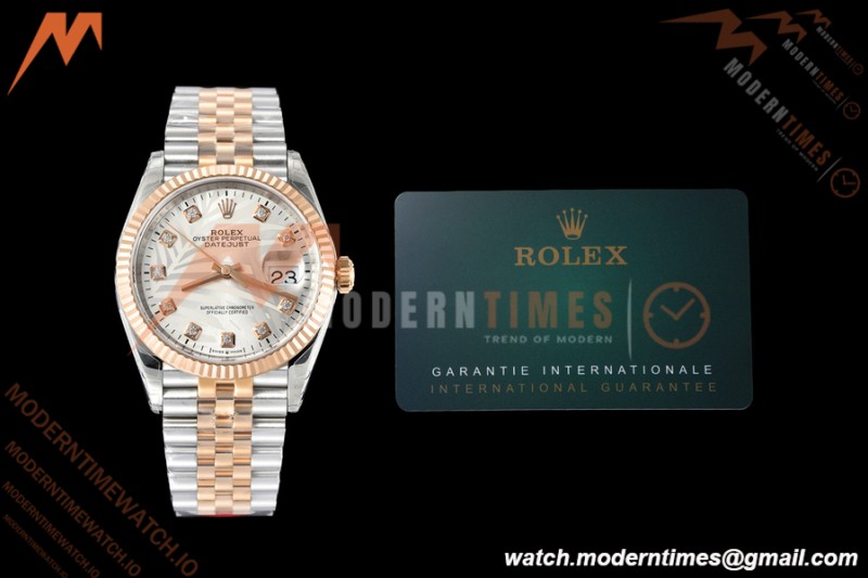 Rolex - Datejust 126231 36mm Jub Flt 904L RG/SS Silver Palm/Dia VSF VS3235