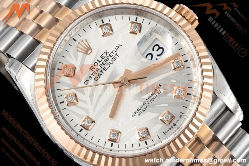 Rolex - Datejust 126231 36mm Jub Flt 904L RG/SS Silver Palm/Dia VSF VS3235