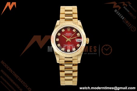 Rolex - Datejust Ladies 278278 31mm Pre Flt YG/YG Red/Dia GMF A2824