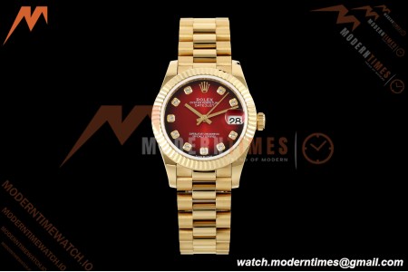 Rolex - Datejust Ladies 278278 31mm Pre Flt YG/YG Red/Dia GMF A2824