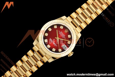 Rolex - Datejust Ladies 278278 31mm Pre Flt YG/YG Red/Dia GMF A2824