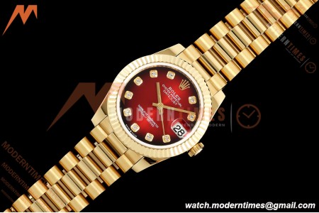 Rolex - Datejust Ladies 278278 31mm Pre Flt YG/YG Red/Dia GMF A2824
