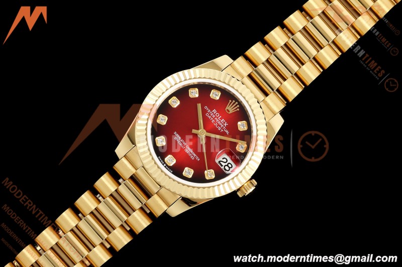Rolex - Datejust Ladies 278278 31mm Pre Flt YG/YG Red/Dia GMF A2824 | 롤렉스 - 데이트저스트 레이디스 278278 31mm 프리플랫 YG/YG 레드/다이아 GMF A2824
