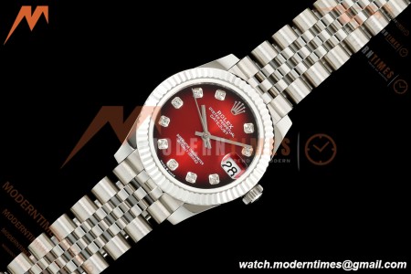 Rolex - Datejust Ladies 278274 31mm Jub Flt SS/SS Red/Dia GMF A2824