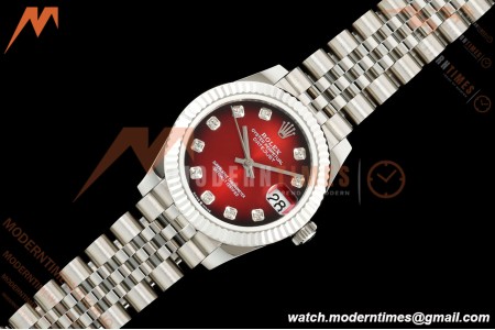 Rolex - Datejust Ladies 278274 31mm Jub Flt SS/SS Red/Dia GMF A2824