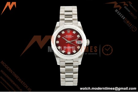 Rolex - Datejust Ladies 278274 31mm Pre Flt SS/SS Red/Dia GMF A2824