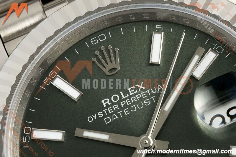 Rolex - Datejust 126334 41mm Jub Flt 904L SS/SS Grn/Stk SCF VR3235 | 롤렉스 - 데이트저스트 126334 41mm 주빌리 브레이슬릿 904L 스테인리스 스틸/스테인리스 스틸 그린 다이얼/스틱 인덱스 SCF VR3235 무브먼트