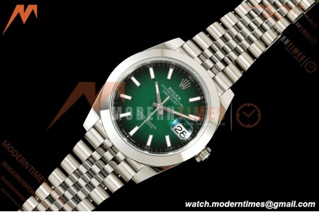 Rolex - Datejust 126334 41mm Jub Smth 904L SS/SS Ombre Green/Stk EWEF DD3235