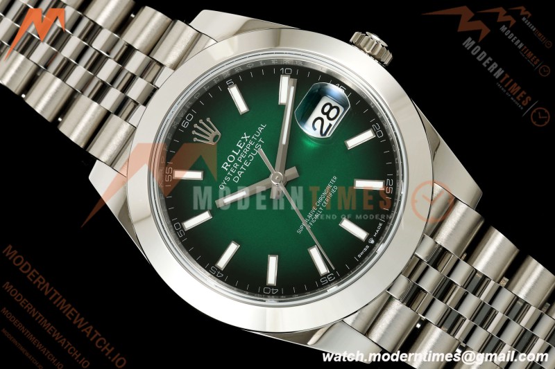 Rolex - Datejust 126334 41mm Jub Smth 904L SS/SS Ombre Green/Stk EWEF DD3235