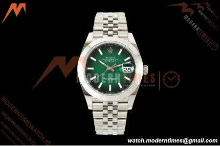 Rolex - Datejust 126334 41mm Jub Smth 904L SS/SS Ombre Green/Stk EWEF DD3235