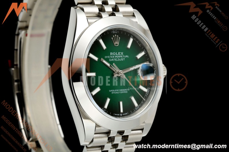 Rolex - Datejust 126334 41mm Jub Smth 904L SS/SS Ombre Green/Stk EWEF DD3235