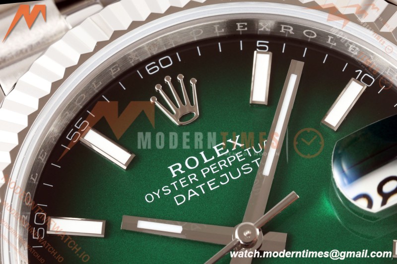 Rolex - Datejust 126334 41mm Jub Flt 904L SS/SS Ombre Green/Stk EWEF DD3235