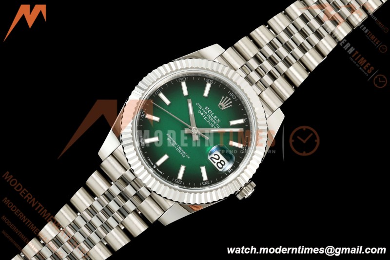 Rolex - Datejust 126334 41mm Jub Flt 904L SS/SS Ombre Green/Stk EWEF DD3235